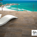 Terras tegel in corten staal uitzicht